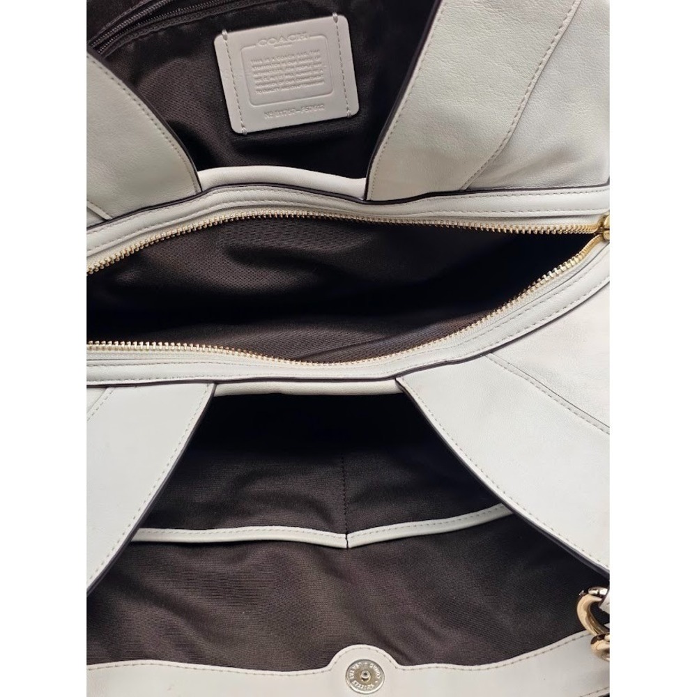 Coach F57612 Chalk White Khaki Lexy Hobo Bag Signature Jacquard Fabric & Leather - Picture 15 of 15